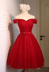 Red Tulle Short Prom Dresses, A-Line Party Dresses