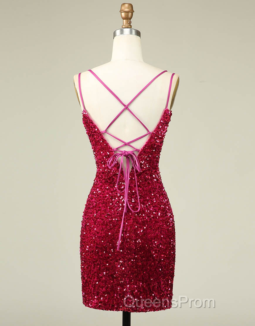 Sparkly Sequin Double Spaghetti Straps Tight Homecoming Dress Secondary image