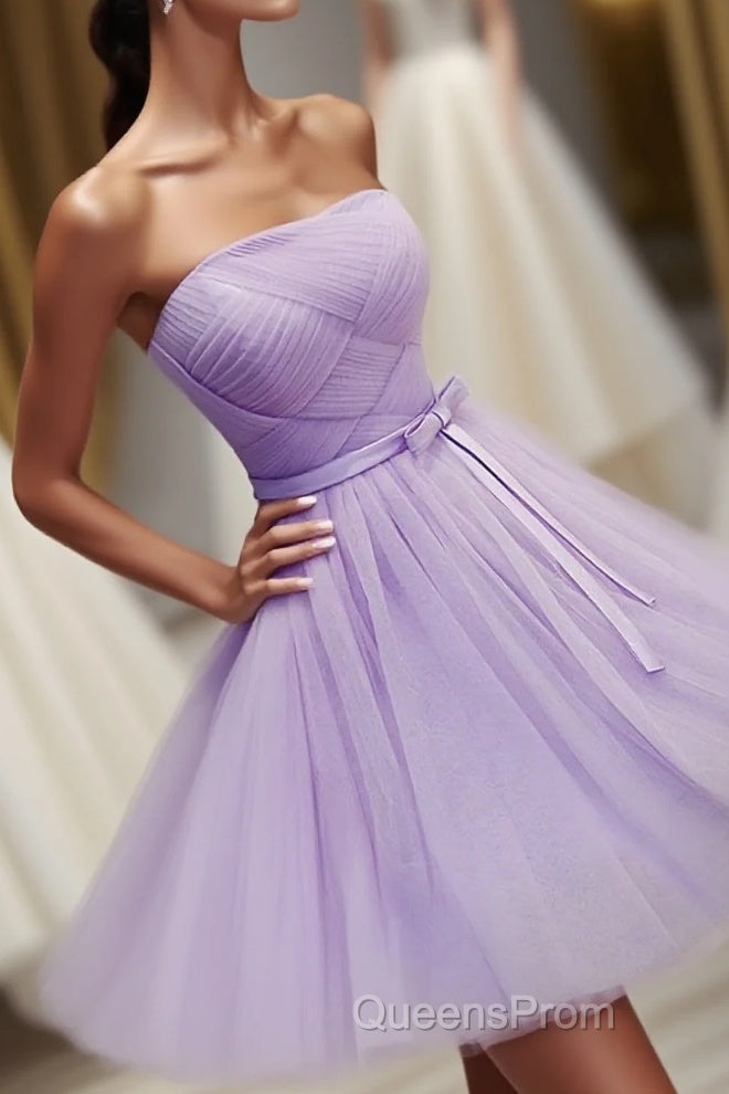 Cute A Line Tulle Short Evening Prom Dress, Bridesmaid Dress Main image