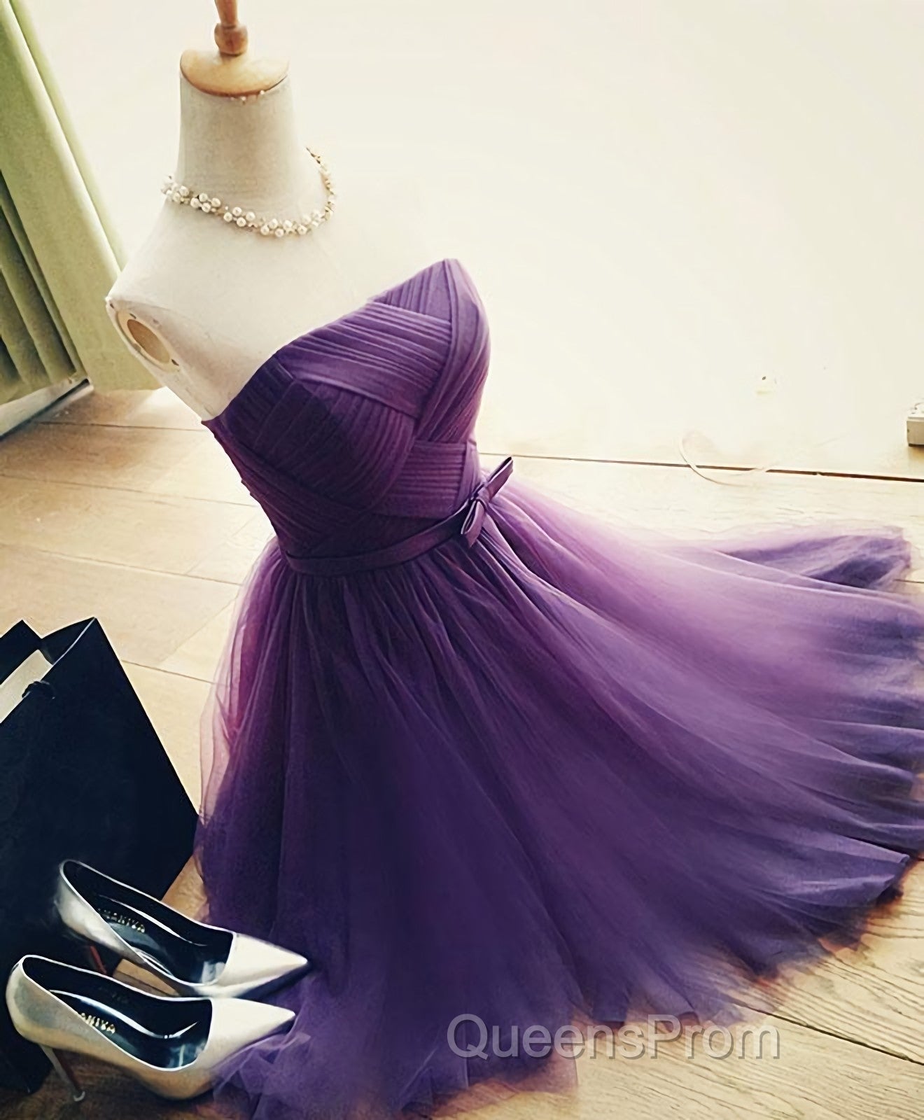 Cute A Line Tulle Short Evening Prom Dress, Bridesmaid Dress Secondary image