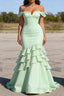 Sage Green Prom Dress Ruffled Long Prom Dress Corset