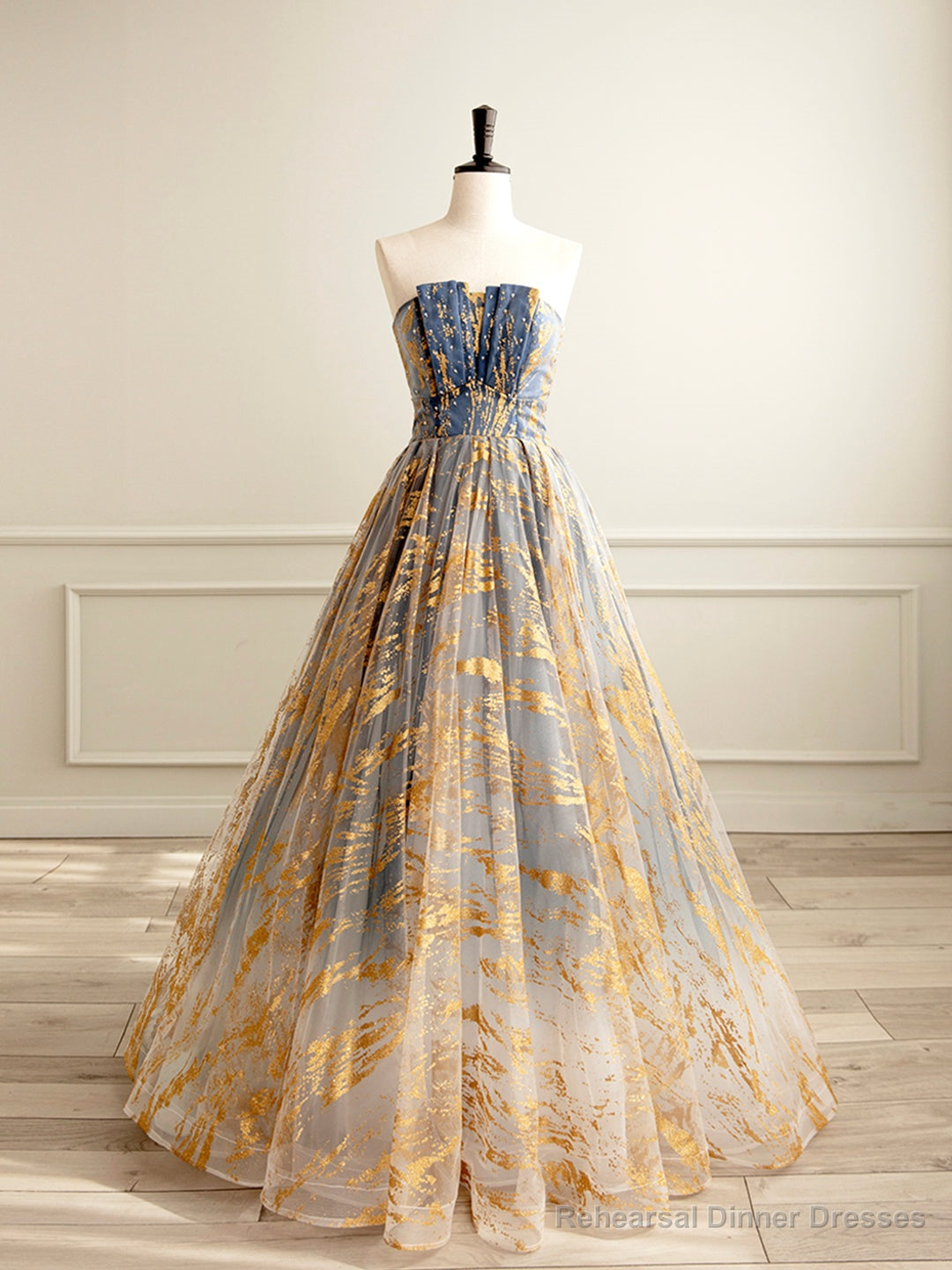 Beautiful Gradient Tulle Long Formal Dress, A-Line Strapless Prom Dress Evening Dress Main image