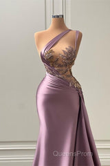 Sexy Purple Mermaid One-Shoulder Evening Prom Dress