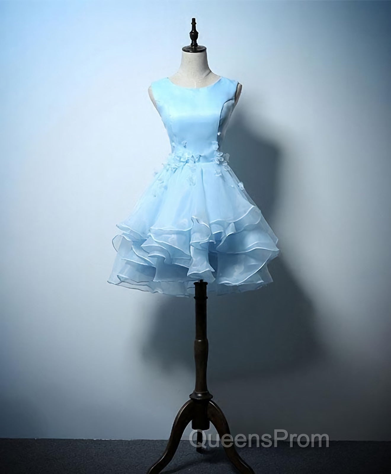 Cute Blue A Line Short Evening Prom Dress, Blue Evening Dress