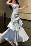 A-Line Gray Prom Dress features spaghetti straps Evening Dresses