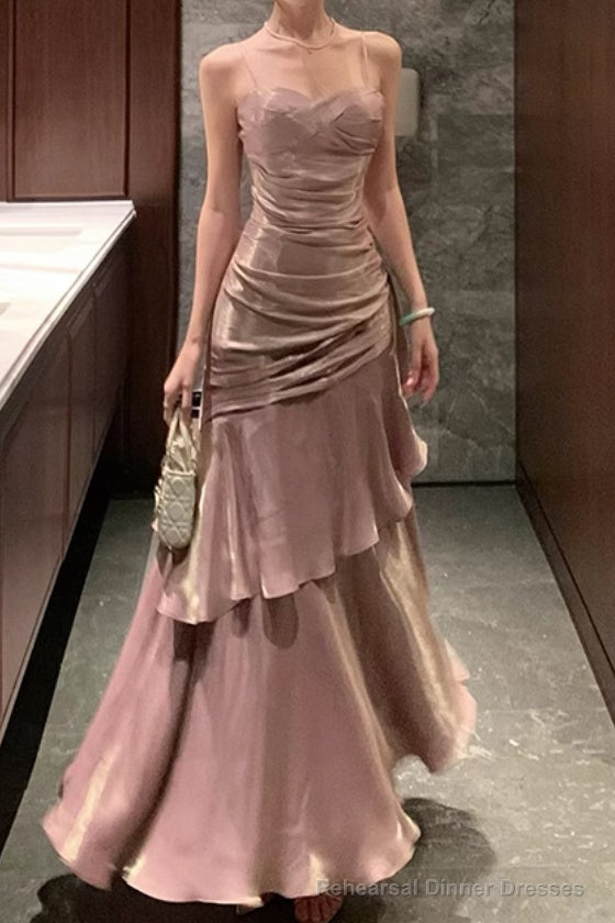 A-Line Pink Prom Dress features spaghetti straps Evening Dresses Main image