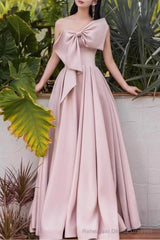 Pink A-Line Prom Dresses Sleeveless One-Shoulder Evening Dress