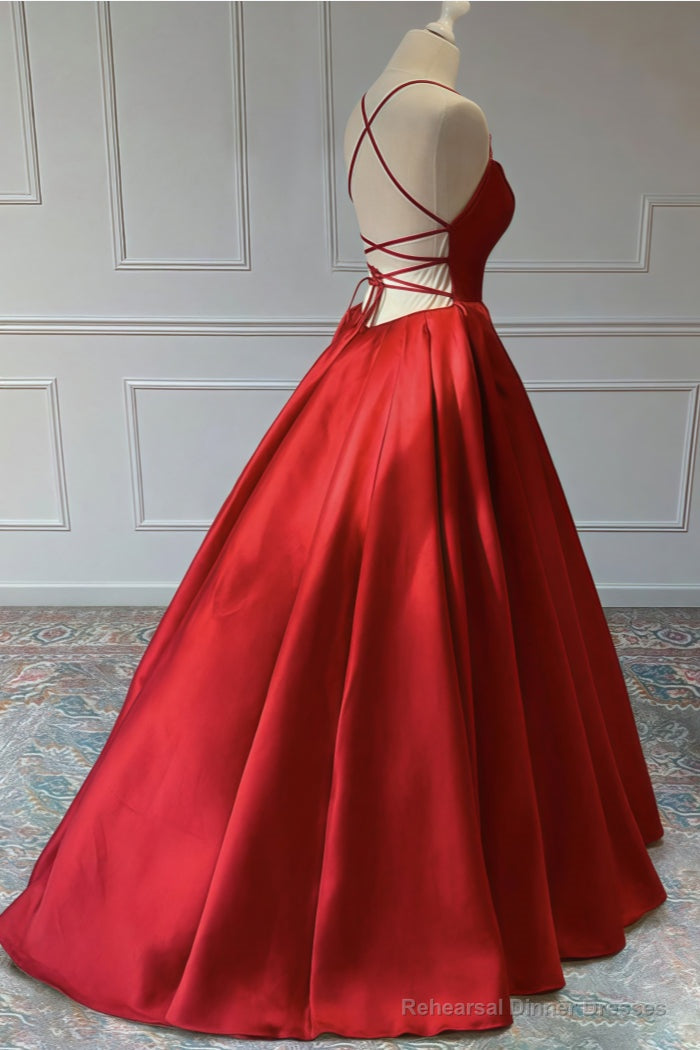 A-line Sleeveless Square Neckline Long/Floor-Length Satin Prom Dresses Secondary image