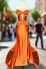 Sweetheart Satin Mermaid Long Prom Dresses