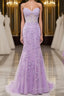 Purple Sweetheart Neck Mermaid Evening Prom Dress With Appliques