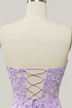 Purple Sweetheart Neck Mermaid Evening Prom Dress With Appliques