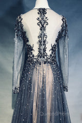 Luxury Long Sleeves V-neck Long Evening Prom Dress Overskirt Mother Formal Dress