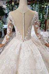 Gorgeous Long Sleeves Ball Gown Wedding Dress With Beading Appliques