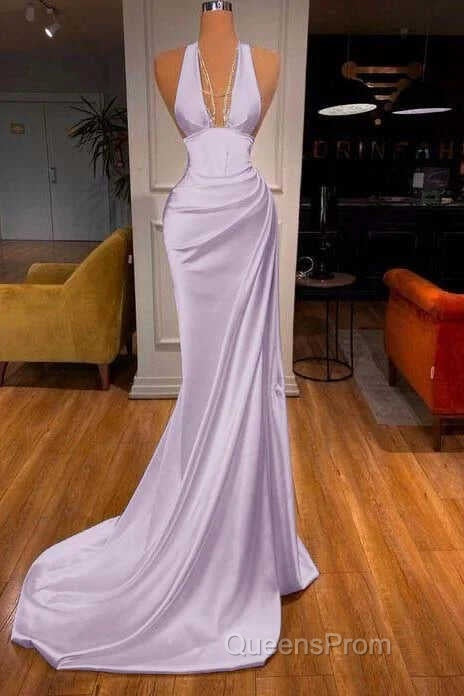 Halter V-Neck Mermaid Evening Prom Dress Elegant