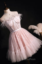 Cute Strapless Black Tulle Short Homecoming Dress