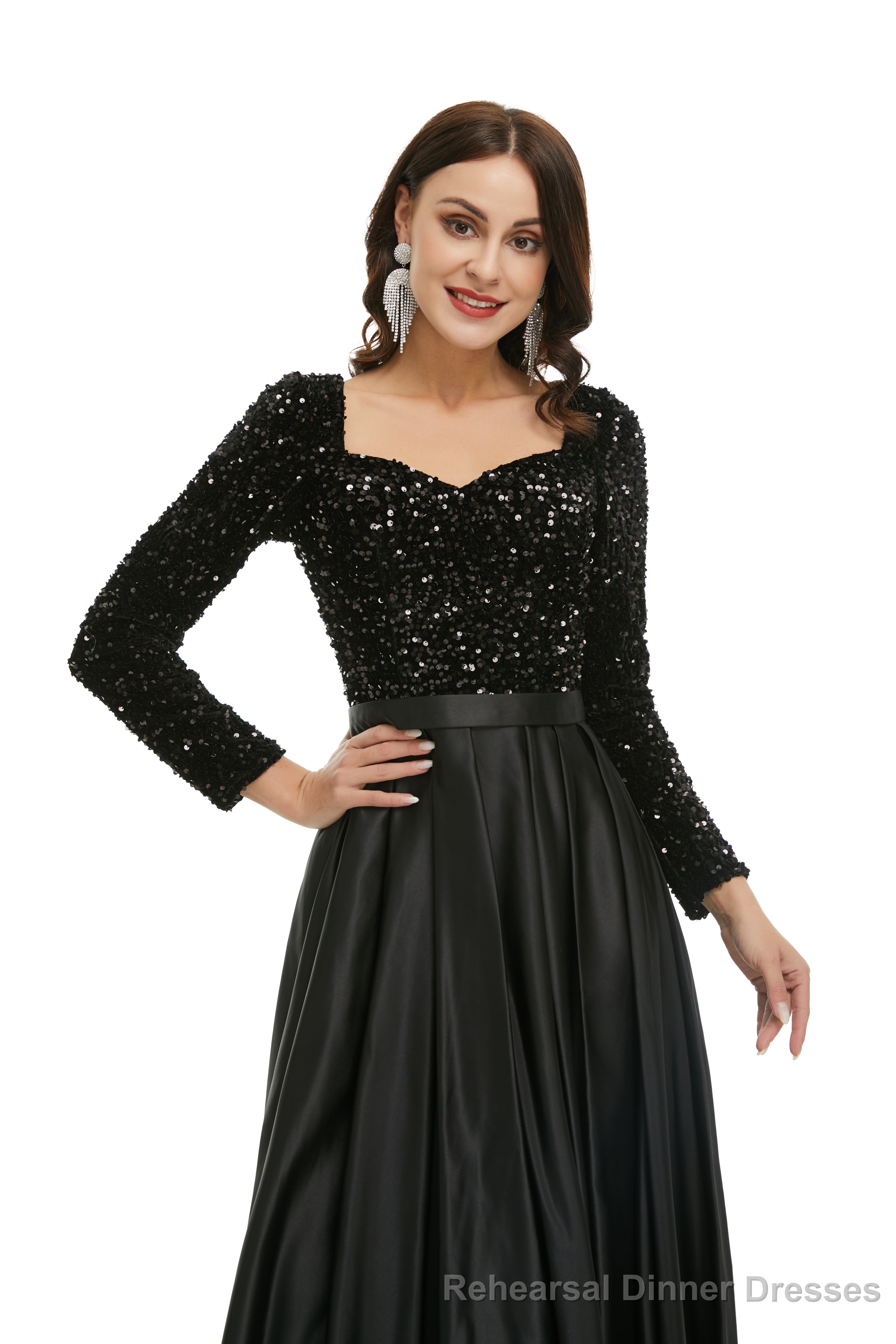 Lady Dresses Full Sleeve Prom Dresses V Neck Formal Gowns 2025 Floor Length Party Dress Main image