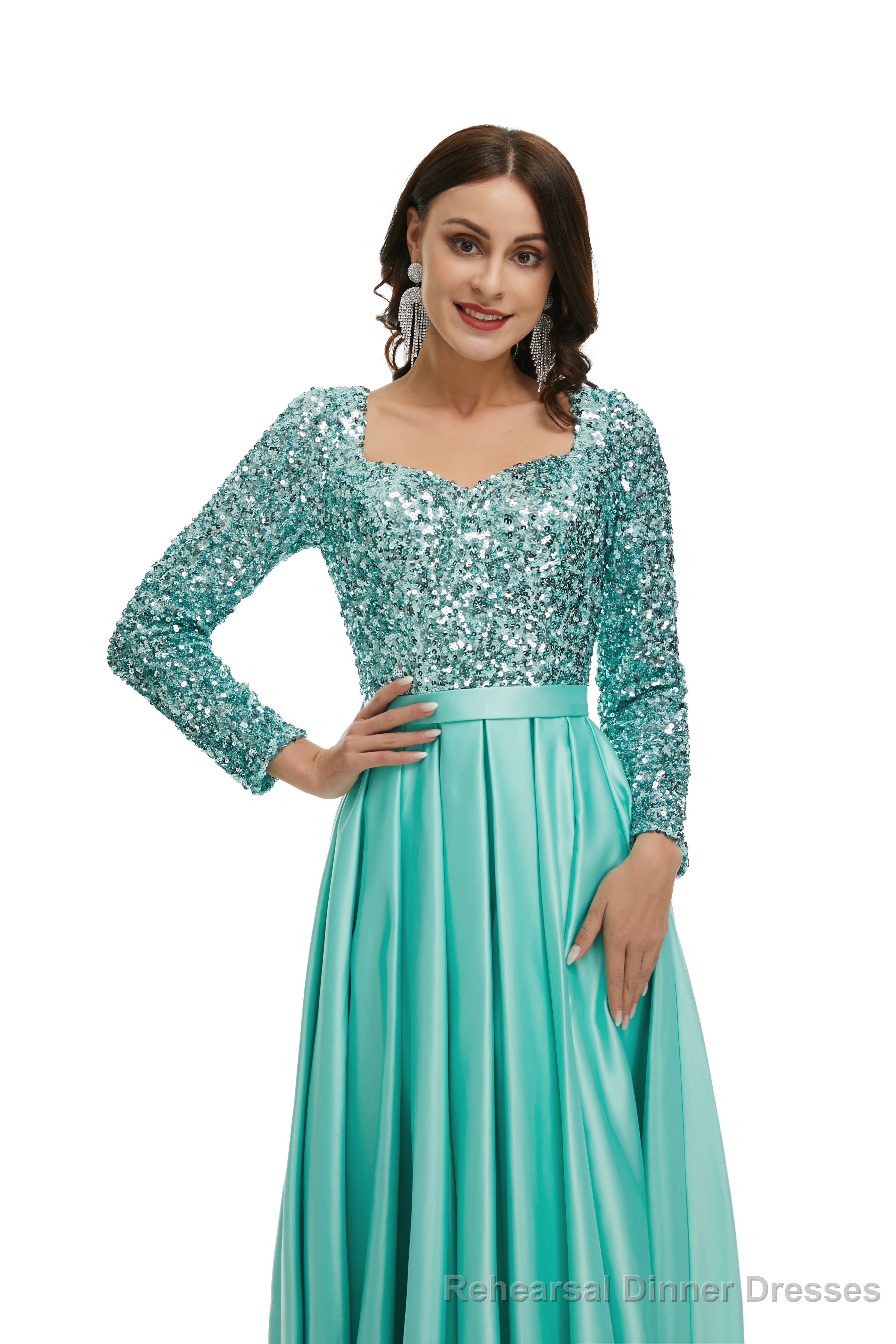 Lady Dresses Full Sleeve Prom Dresses V Neck Formal Gowns 2025 Floor Length Party Dresses