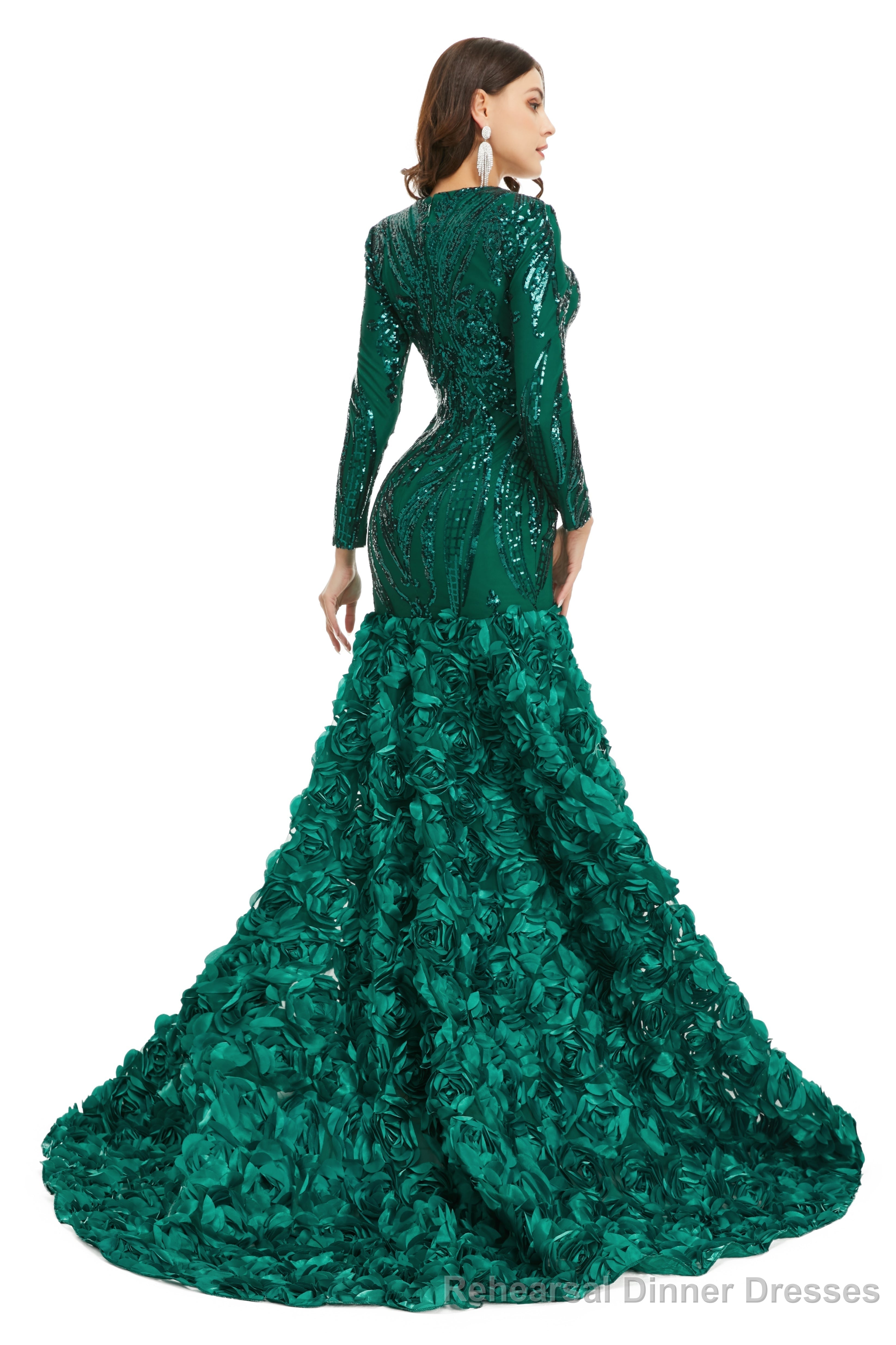 Prom Dresses Long V Neck Prom Gowns Full Sleeve Formal Dress Floor Length Dress 2025