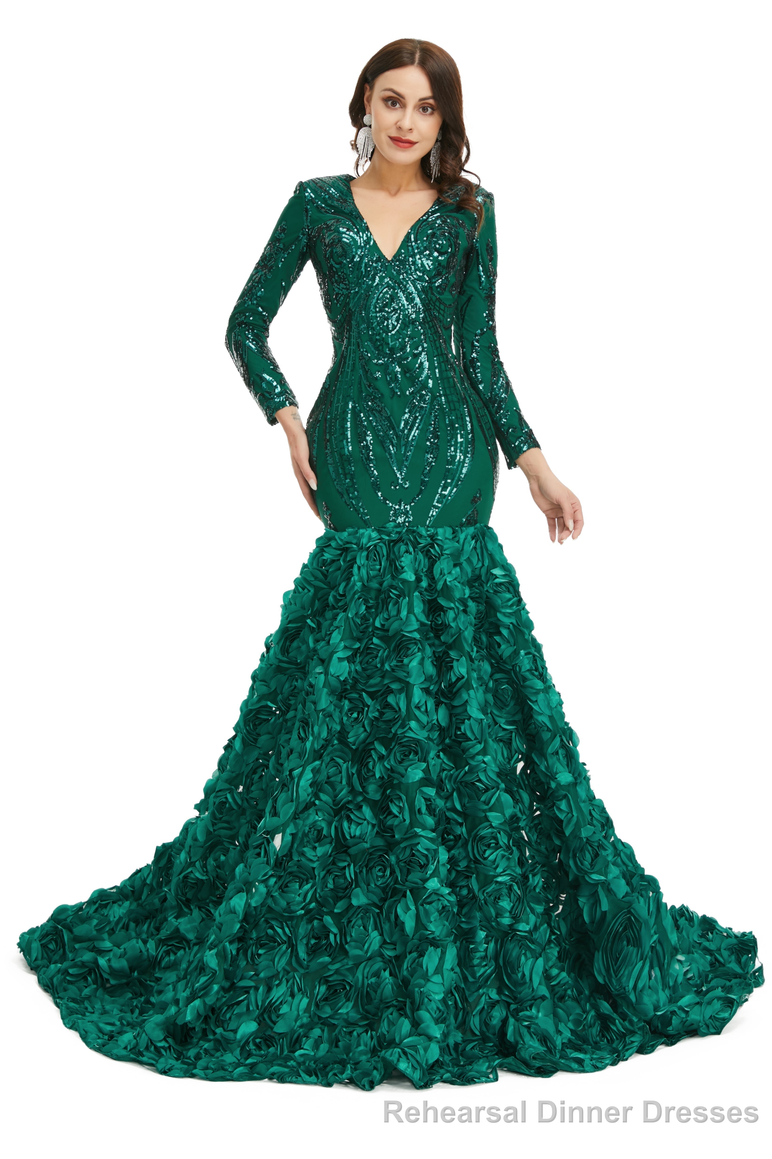 Prom Dresses Long V Neck Prom Gowns Full Sleeve Formal Dress Floor Length Dress 2025 Secondary image