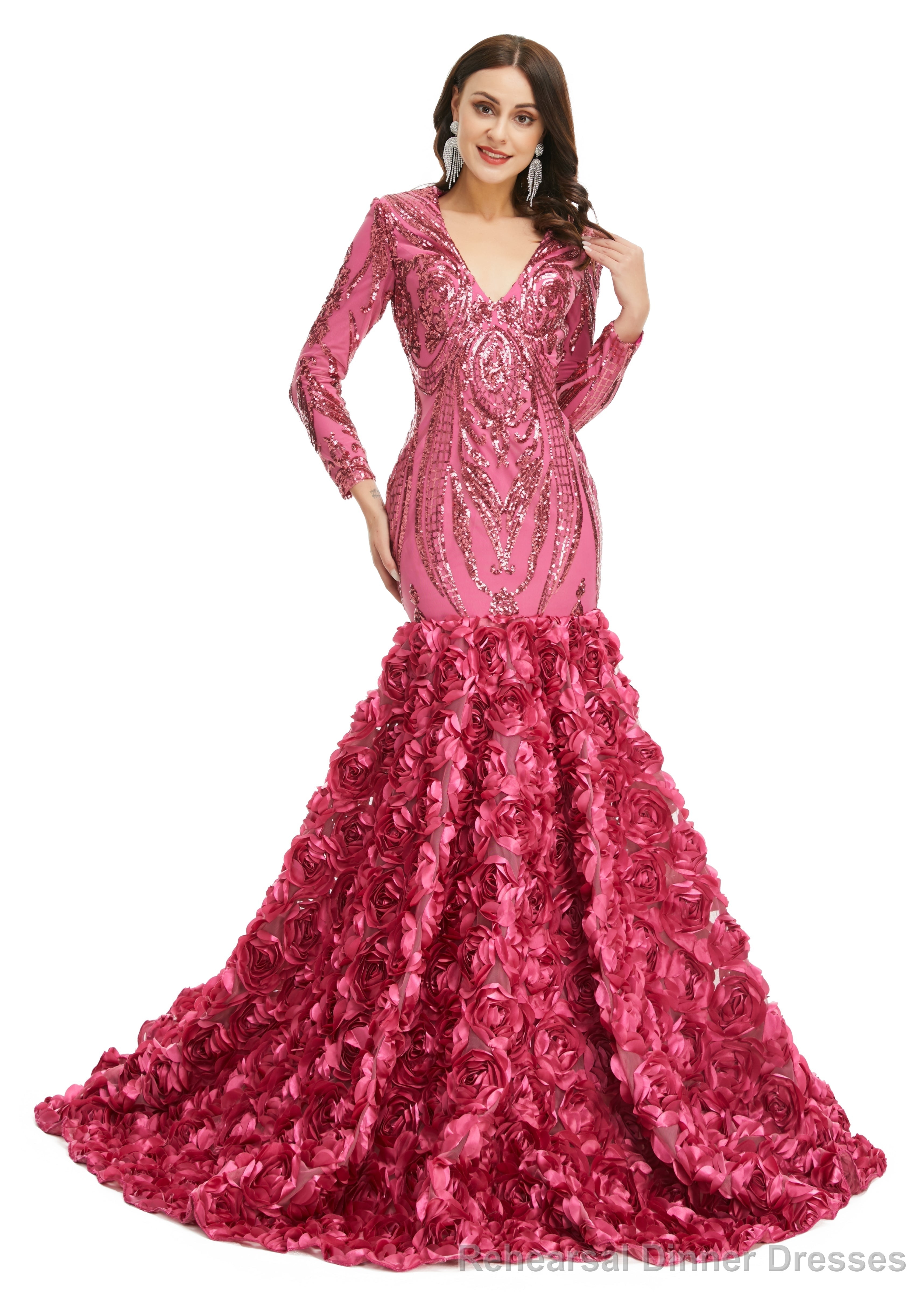 Long Prom Dresses 2025 V Neck Prom Gowns Full Sleeve Formal Dresses Floor Length Dresses Secondary image