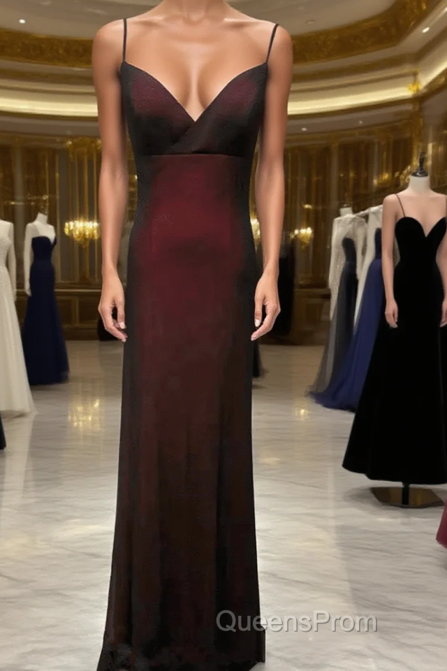 Black And Red Sweetheart Simple Straps Long Evening Prom Dress, A-Line Long Formal Dress Main image