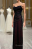 Black And Red Mermaid Straps Long Evening Dress, Long Evening Prom Dress With Leg Slit