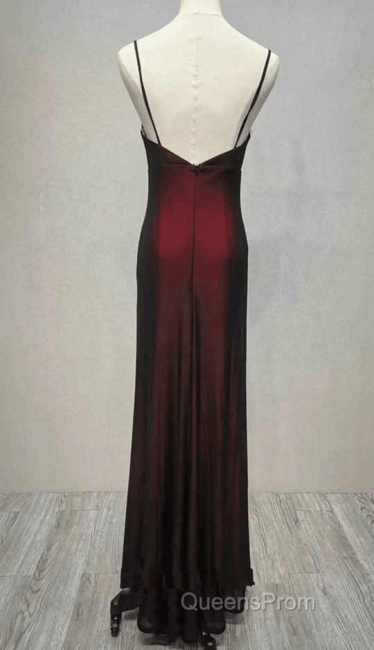 Black And Red Sweetheart Simple Straps Long Evening Prom Dress, A-Line Long Formal Dress Secondary image