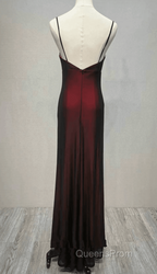 Black And Red Sweetheart Simple Straps Long Evening Prom Dress, A-Line Long Formal Dress