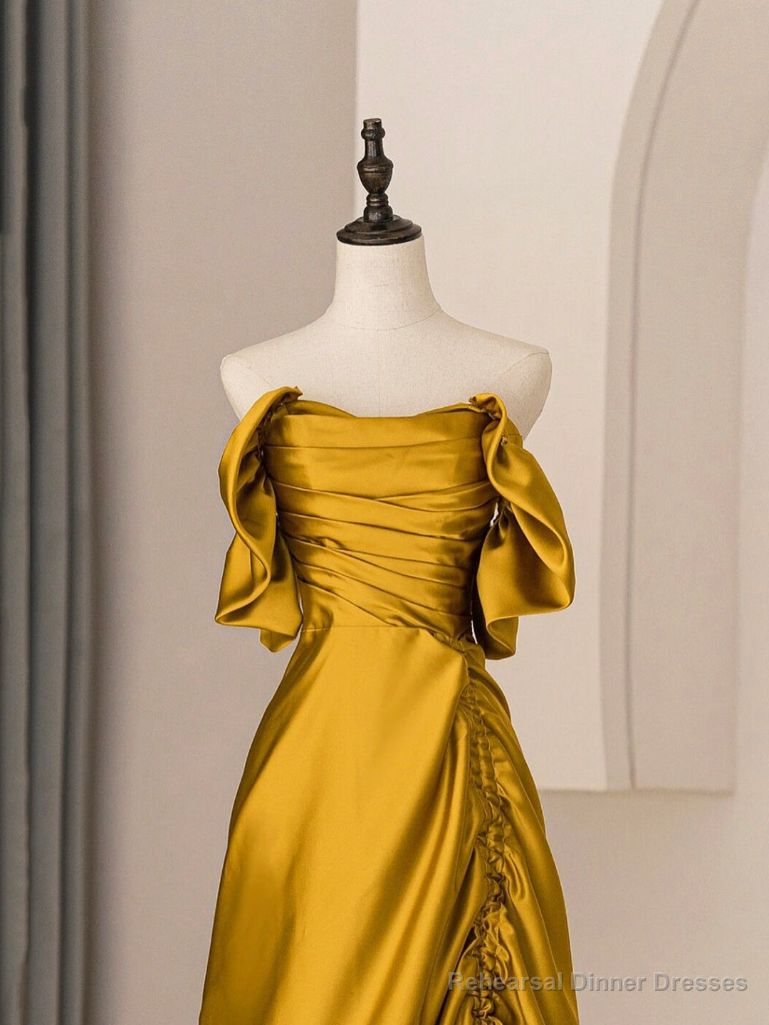 Unique Satin Long Prom Dress, Simple Strapless A-Line Evening Dress Secondary image
