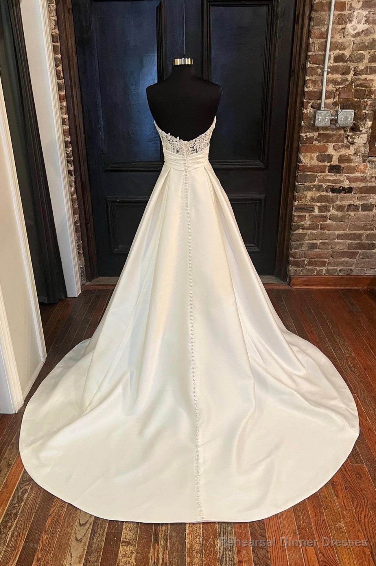 White Satin Long Prom Dress, A-Line Sweetheart Neck Evening Dress Secondary image