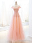 Pink Tulle Sequins Long Prom Dress, A-Line Lovely Evening Party Dress