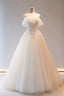 Champange Tulle Long Prom Dress, A-Line Evening Dress