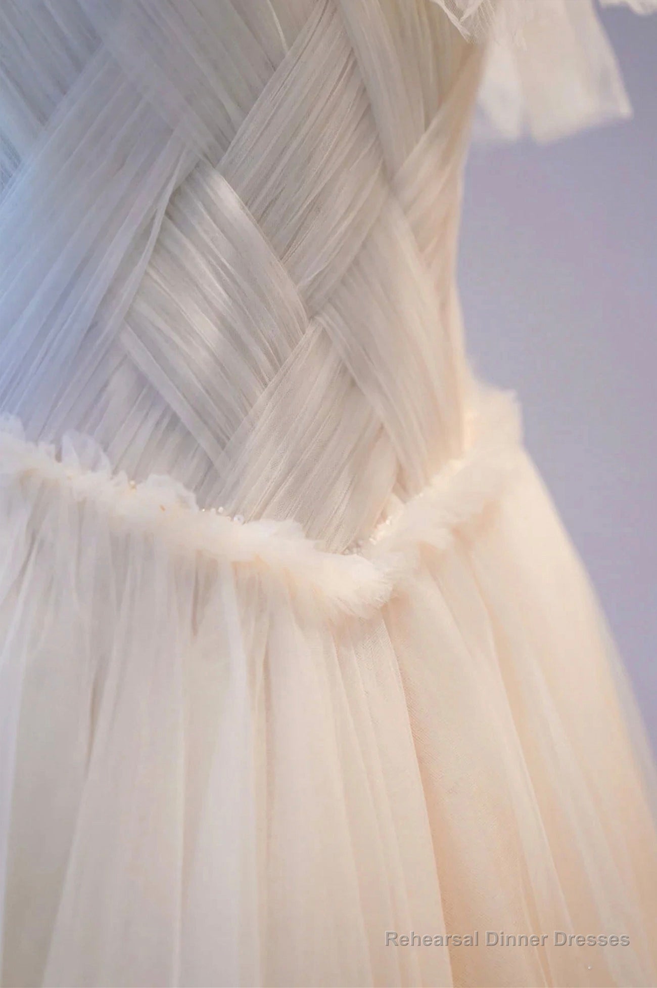 Champange Tulle Long Prom Dress, A-Line Evening Dress Main image
