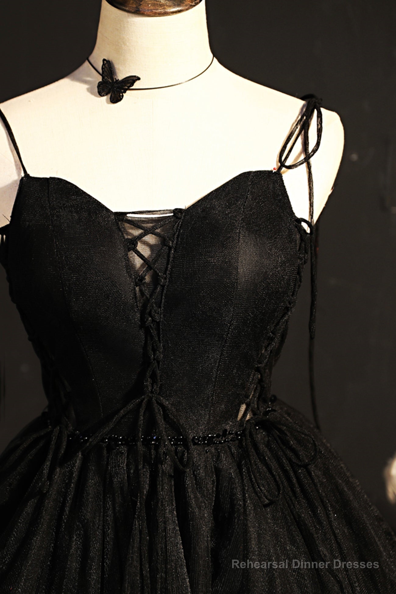 Black Tulle Short Prom Dress, Lovely A-Line Spaghetti Strap Party Dress Secondary image