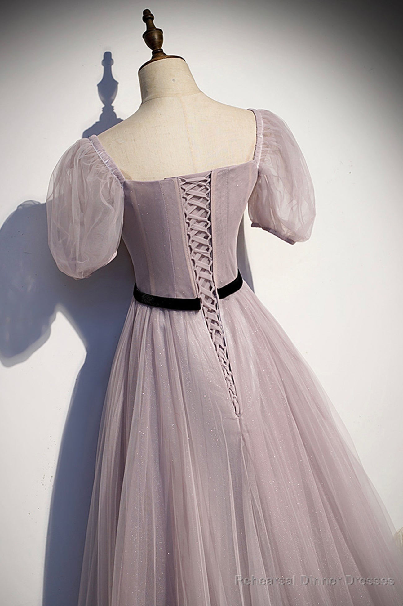 A-Line Tulle Long Prom Dresses, Simple Evening Dresses Secondary image