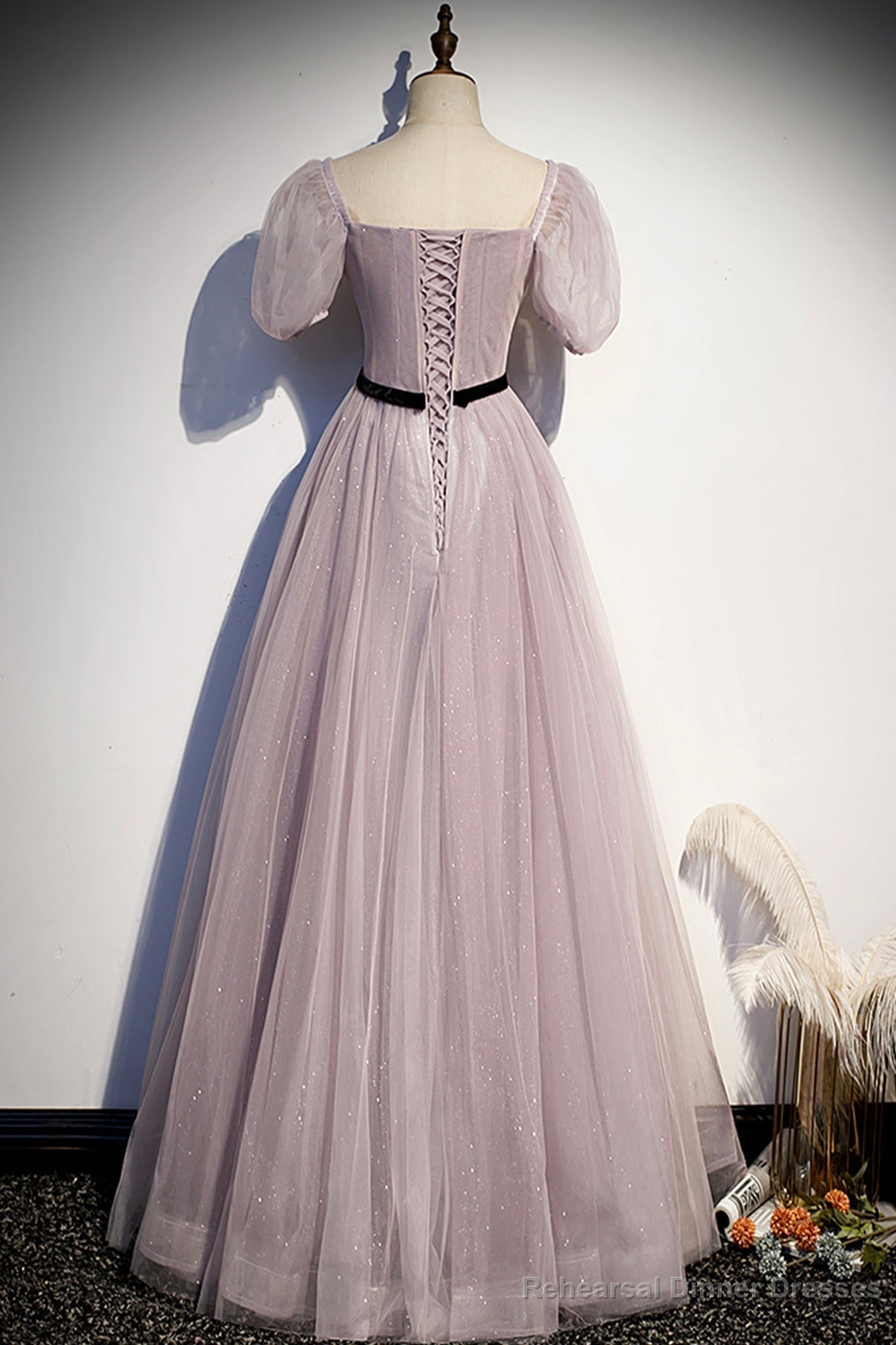 A-Line Tulle Long Prom Dresses, Simple Evening Dresses Main image