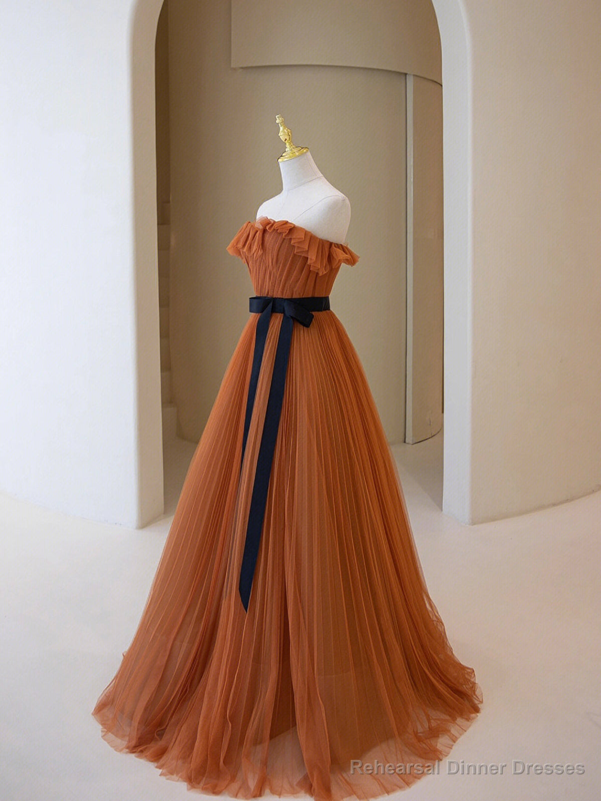 Simple A-Line Strapless Long Prom Dress, Beautiful Tulle Graduation Dress Secondary image