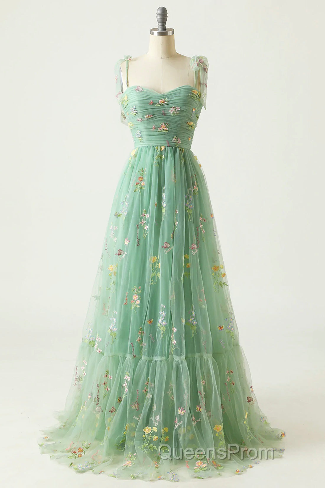 Champagne Lovely Tulle Lace Long Evening Prom Dress, Champagne Evening Dress