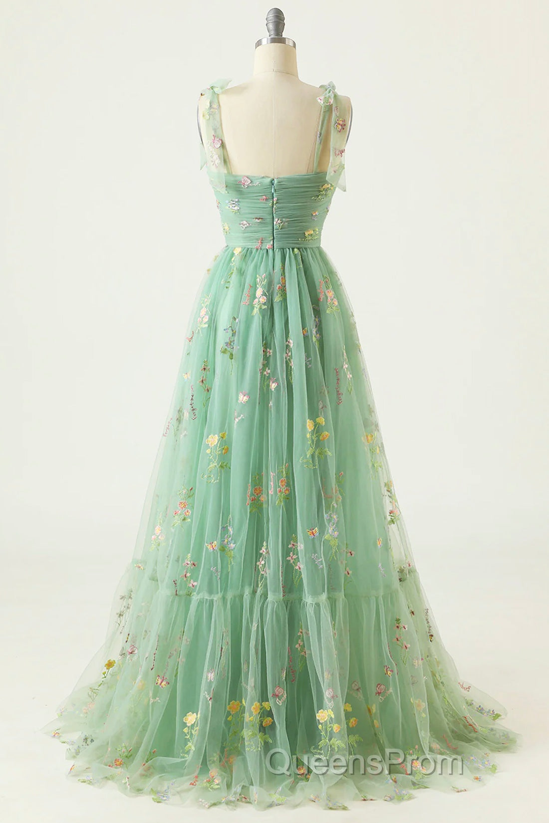 Champagne Lovely Tulle Lace Long Evening Prom Dress, Champagne Evening Dress