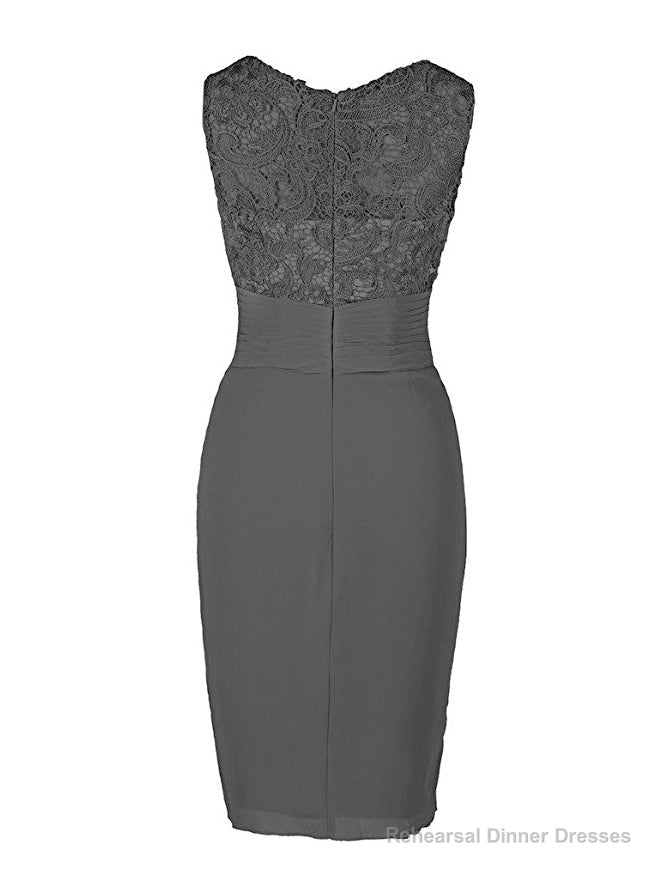 Tight Knee Length Grey Short Mother of Bride Dress Main image