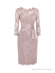 Three Quarter Pink Short Mother of Bride Dress