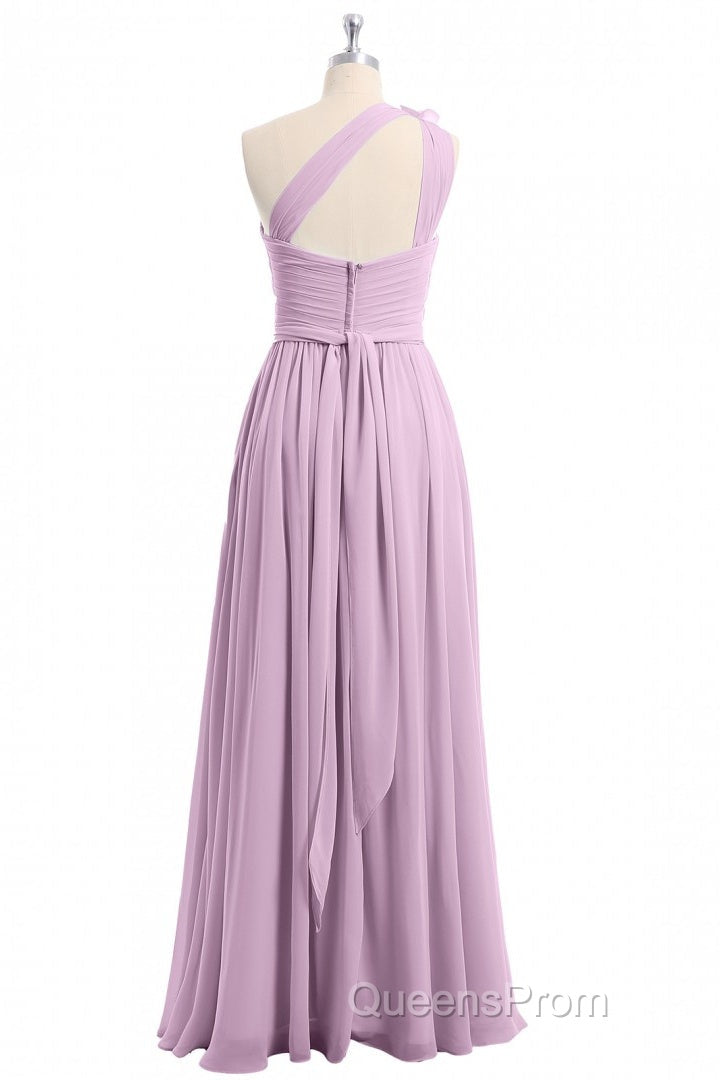 Dusty Purple One-Shoulder Backless A-Line Long Bridesmaid Dress Secondary image