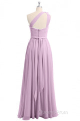 Dusty Purple One-Shoulder Backless A-Line Long Bridesmaid Dress