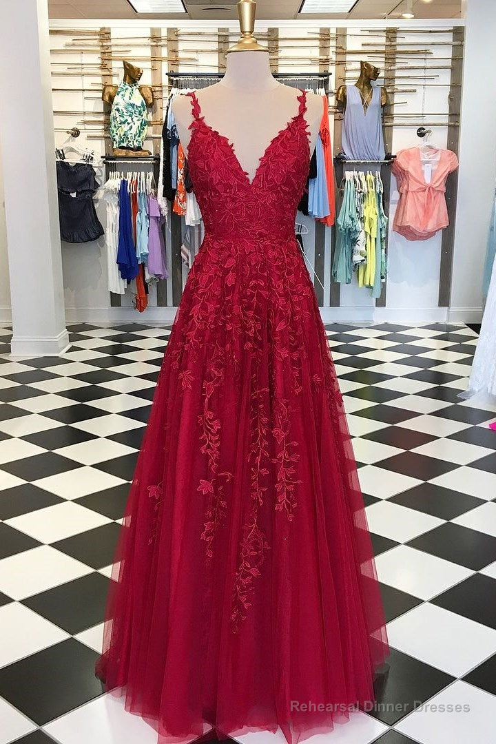 Sky Blue V-Neck Lace Appliques Tulle Long Formal Dress Secondary image