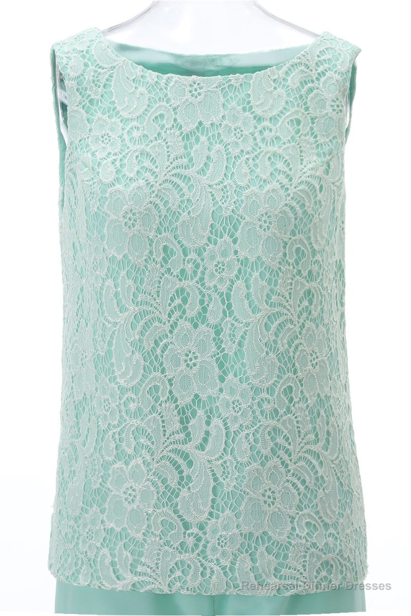 Aqua Three-Piece Chiffon Mother of the Bride Pant Suits