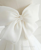 White Sweetheart Long Evening Prom Dress, White Formal Dress