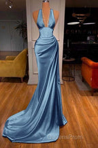 Halter V-Neck Mermaid Evening Prom Dress Elegant