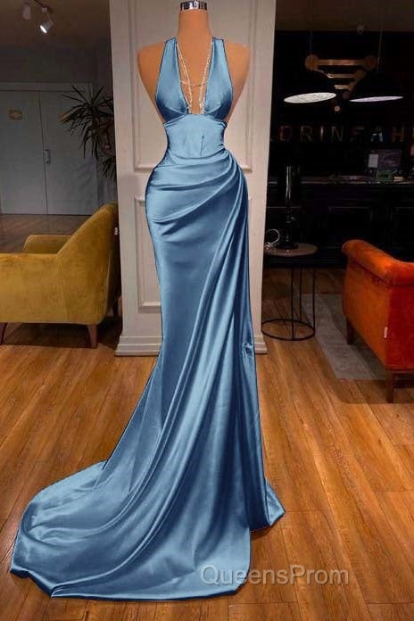 Halter V-Neck Mermaid Evening Prom Dress Elegant