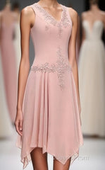 Dusty Pink Two-Piece V-Neck Appliques Mother of the Bride Dress