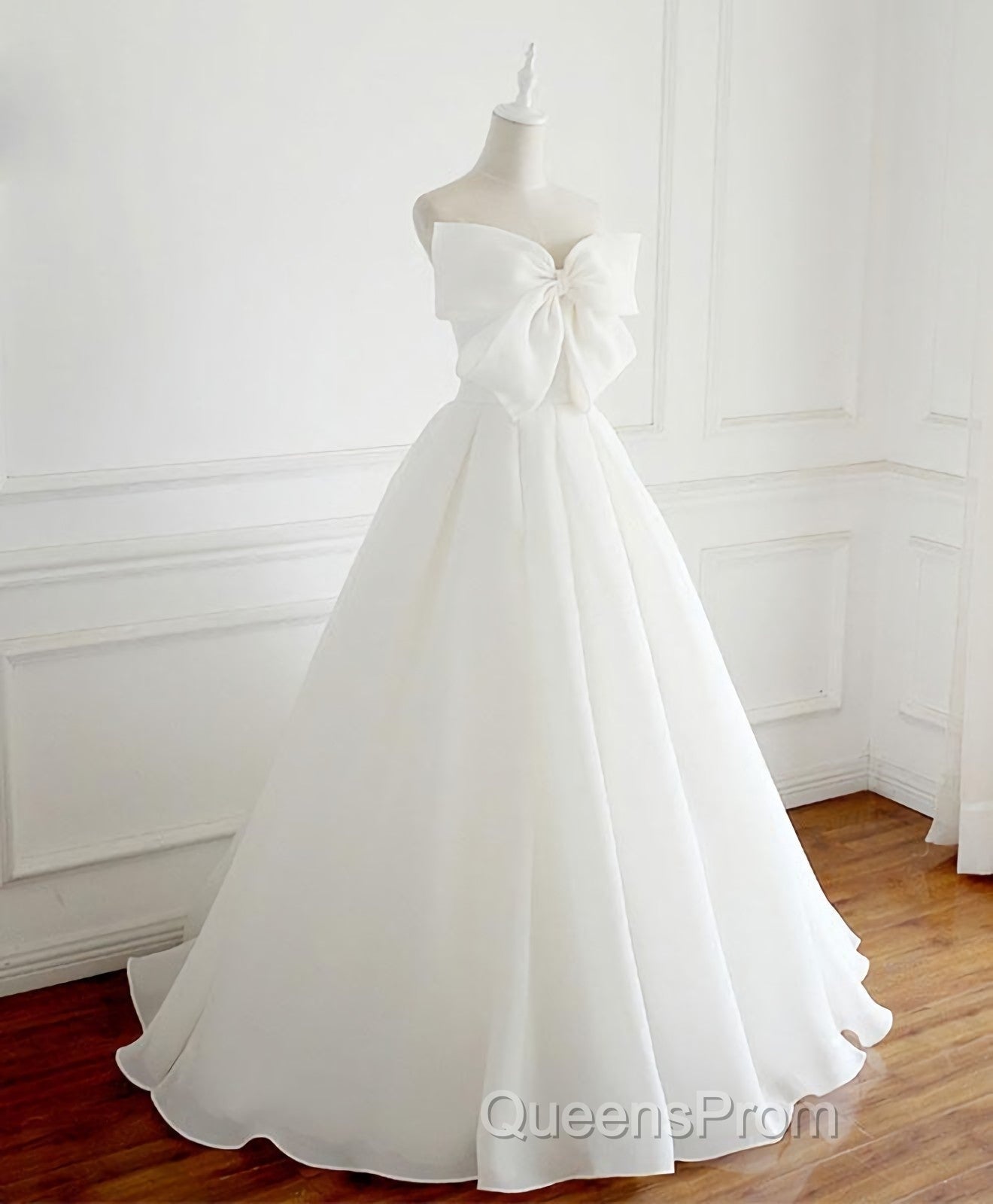 White Sweetheart Long Evening Prom Dress, White Formal Dress